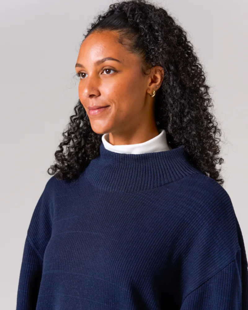Flash Sale Co/Ny/Pe Knit High Neck Tops