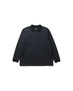 Flash Sale Heavy Cotton Border Long Sleeve Polo Shirt Tops