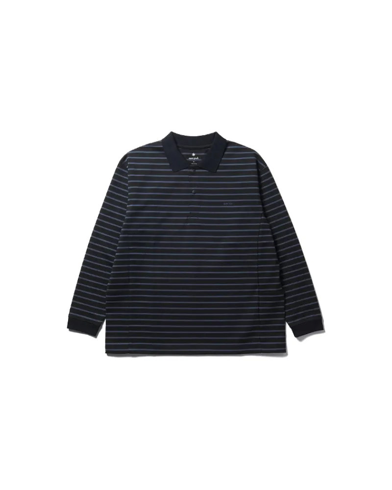 Flash Sale Heavy Cotton Border Long Sleeve Polo Shirt Tops