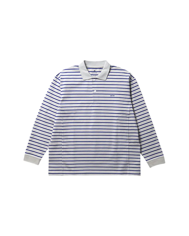 Flash Sale Heavy Cotton Border Long Sleeve Polo Shirt Tops
