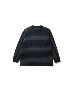 Outlet Heavy Cotton Border Long Sleeve T-Shirt Tops