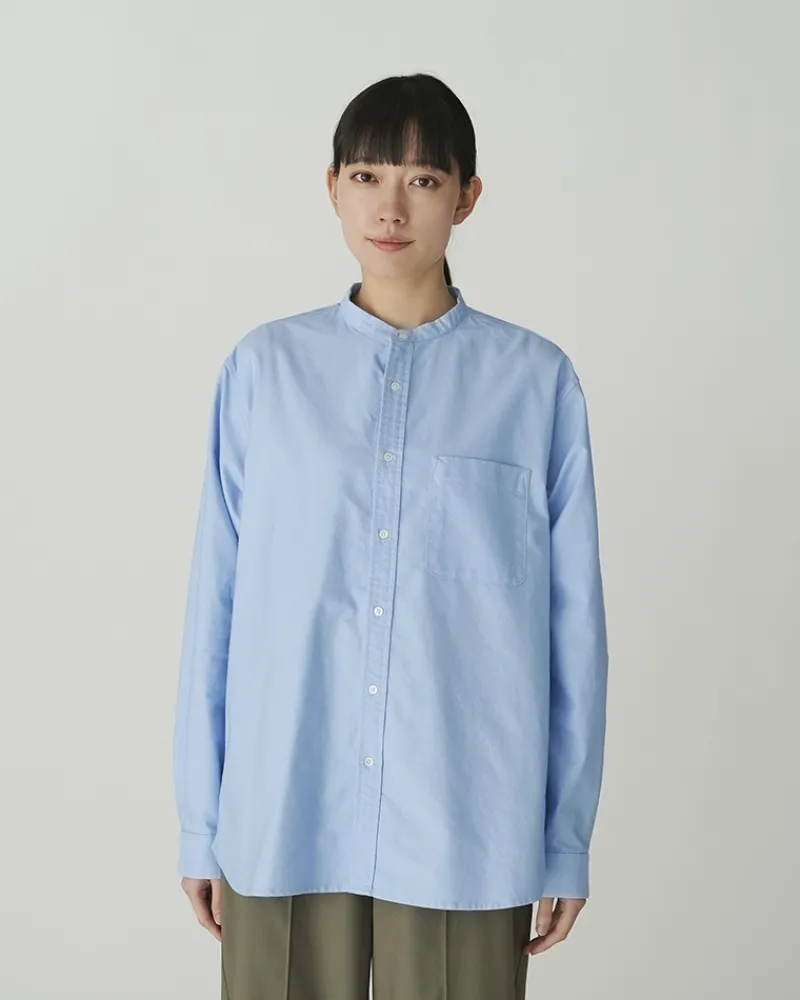 Outlet Organic Cotton OX Stand Collar Shirt Tops