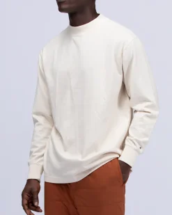 Fashion Recycled Cotton Mockneck Long Sleeve T-Shirt Tops